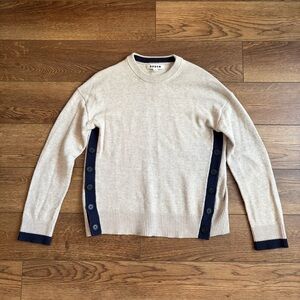 Boden Alma Contrast Trim Side Button Sweater Size Small